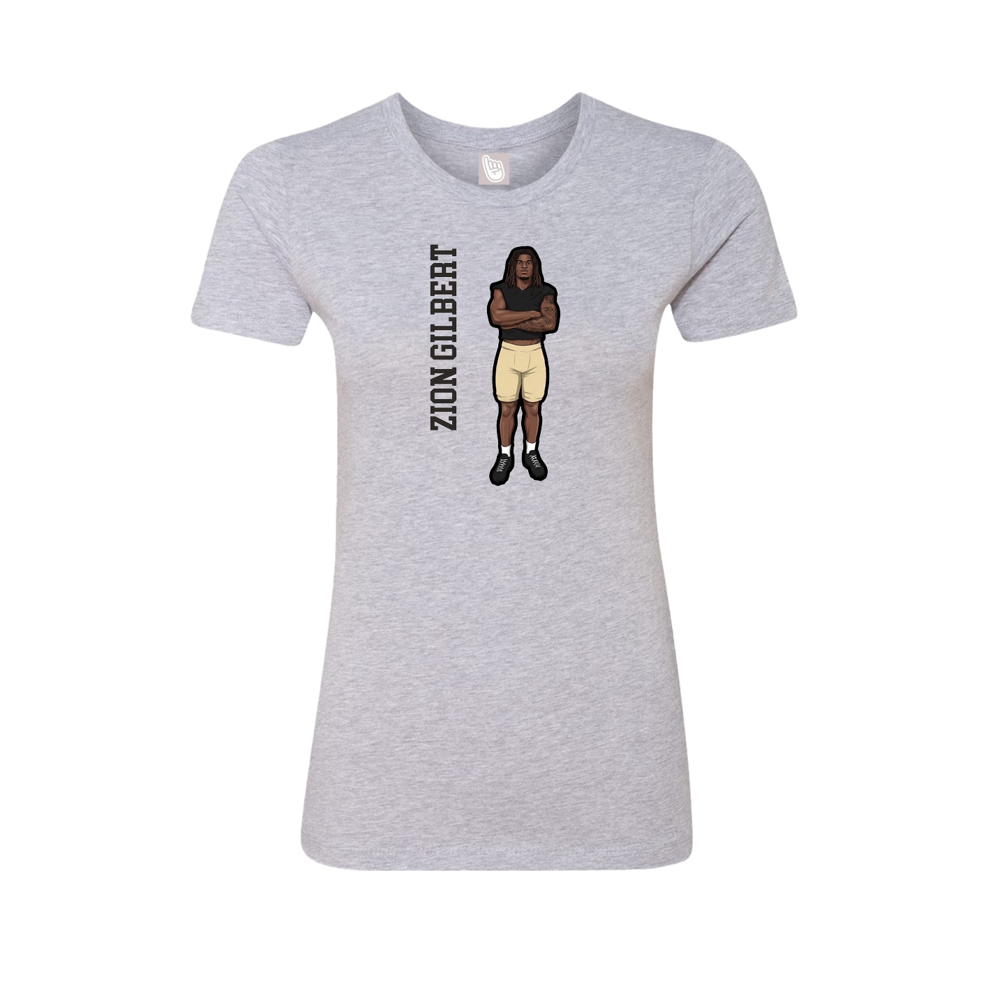 Womens Tee — Name Vertical in Grey