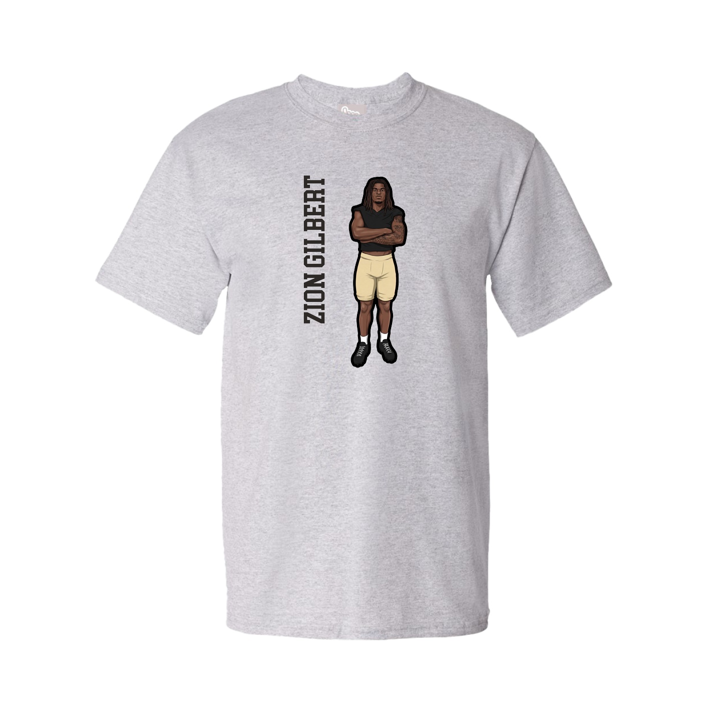 Youth Tee — Name Vertical in Grey