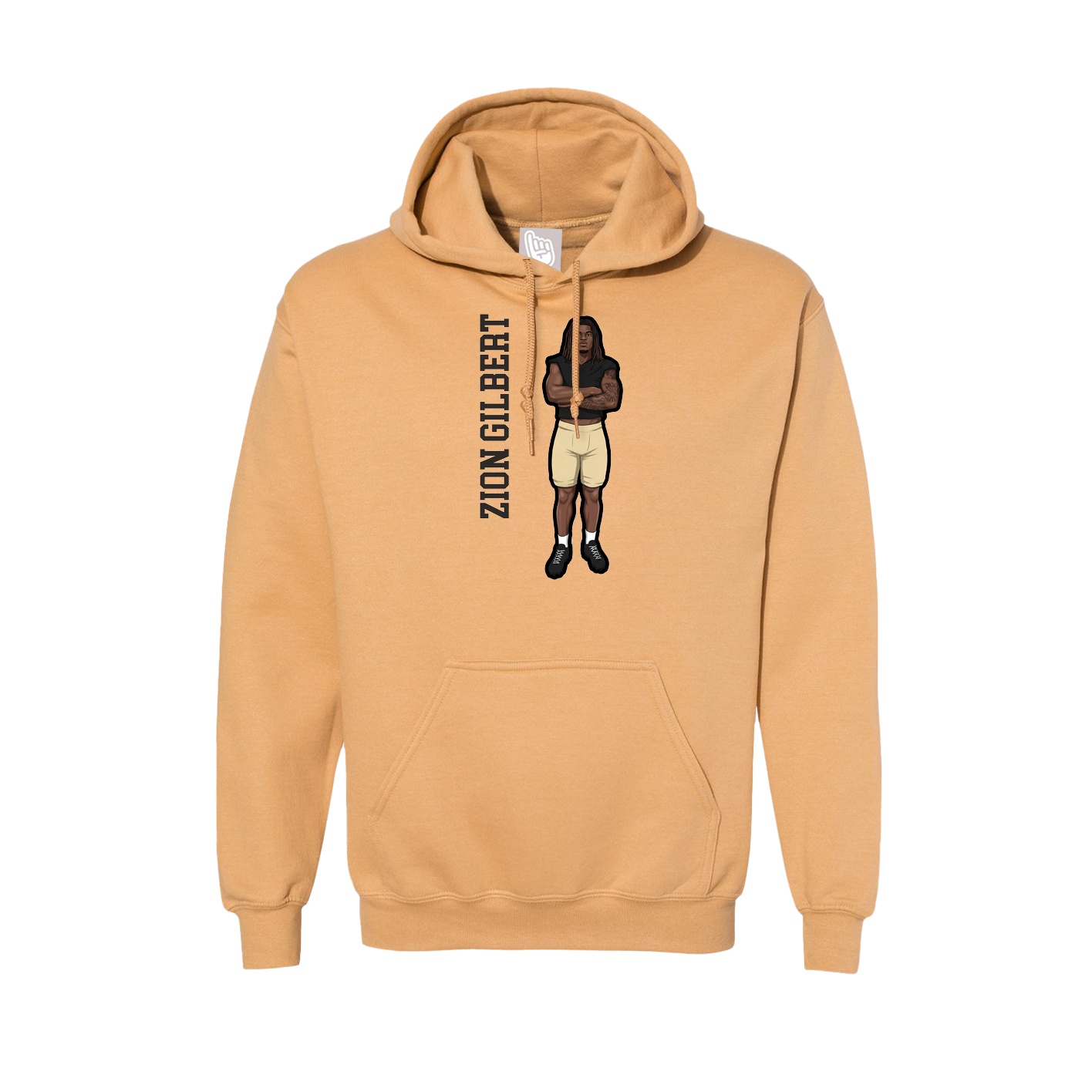 Hoodie — Name Vertical in Vegas Gold