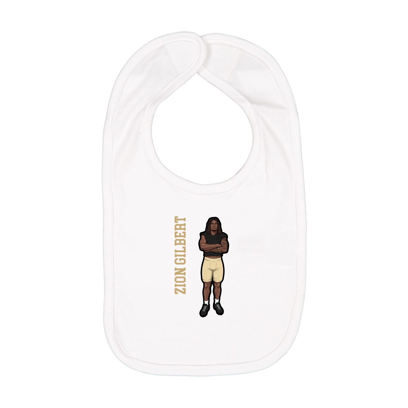 Infant Bib — Name Vertical in White