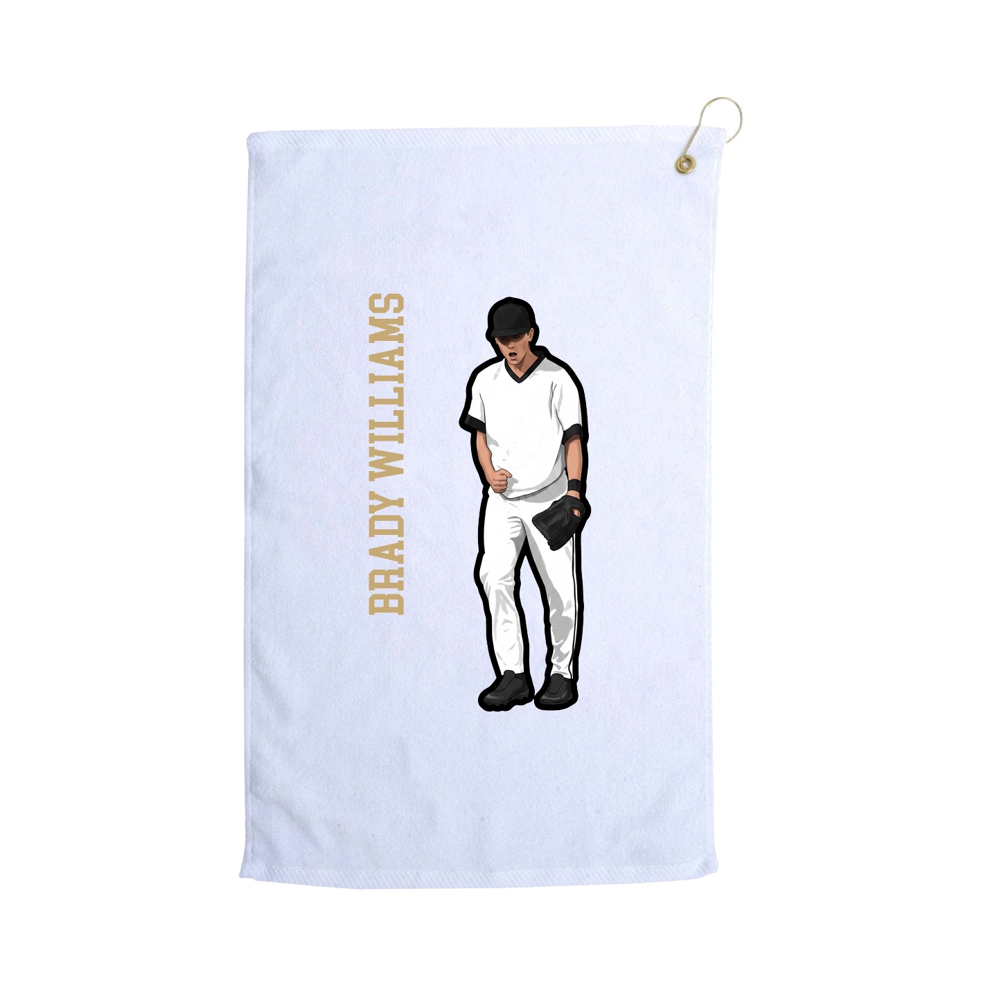Golf Towel — Name Vertical in White