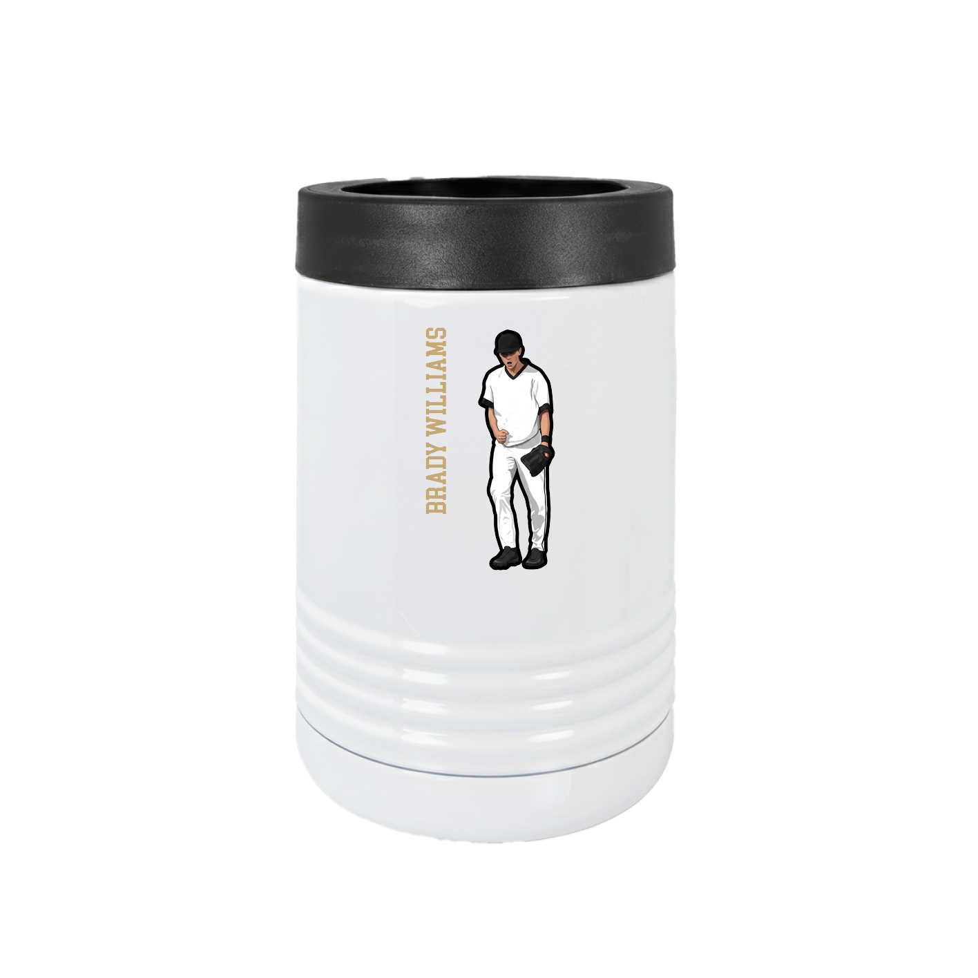 Beverage Holder — Name Vertical in White