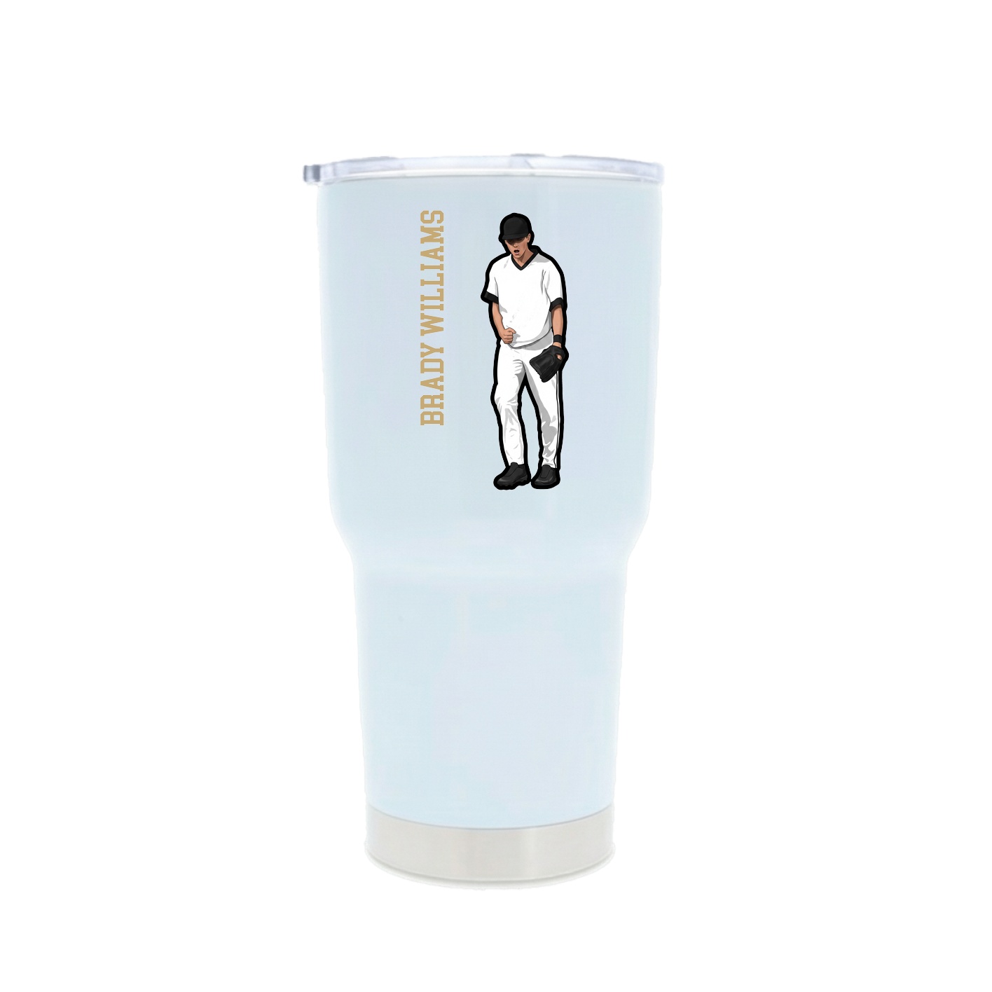 30oz Stainless Steel Tumbler — Name Vertical in White