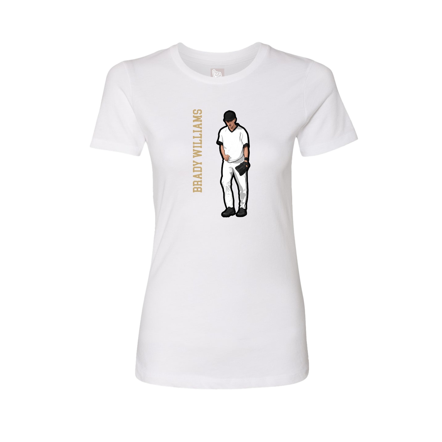 Fitted Women's Tee — Name Vertical in White