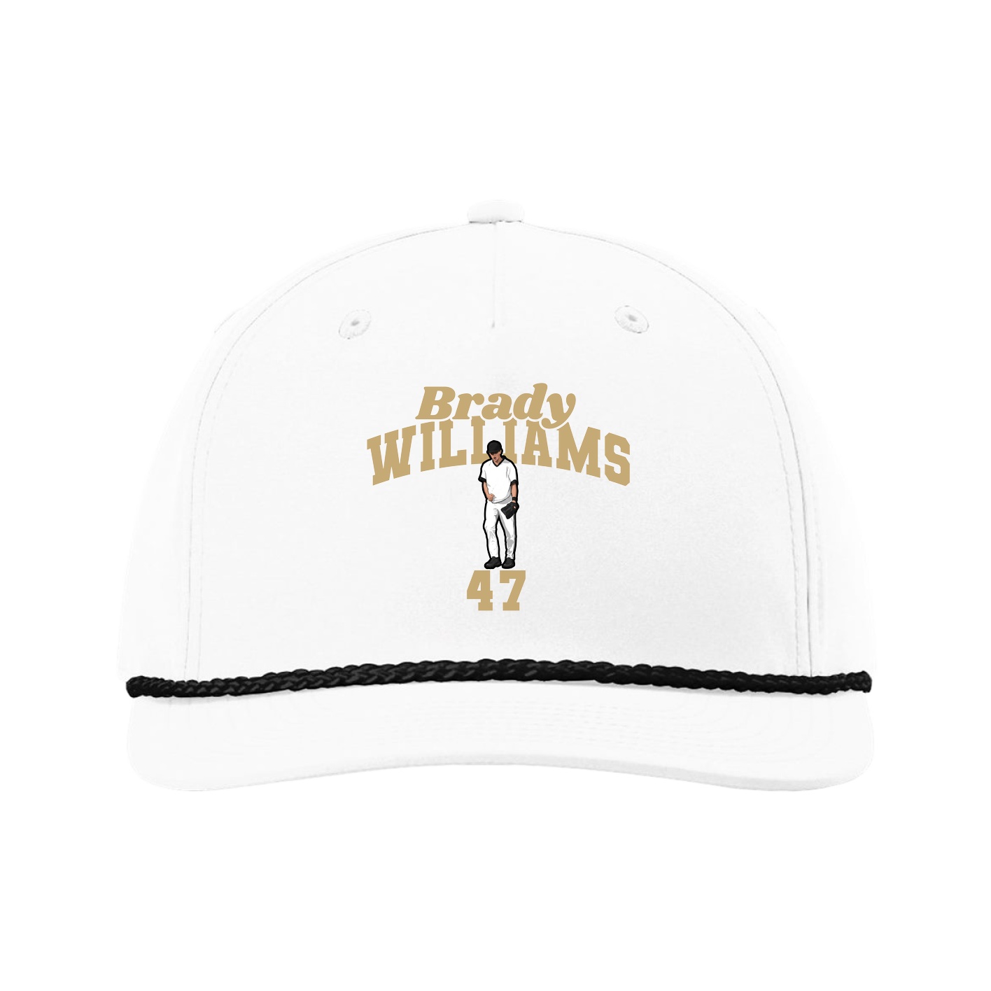 Five-Panel Classic Rope Cap — Signature Arch in White