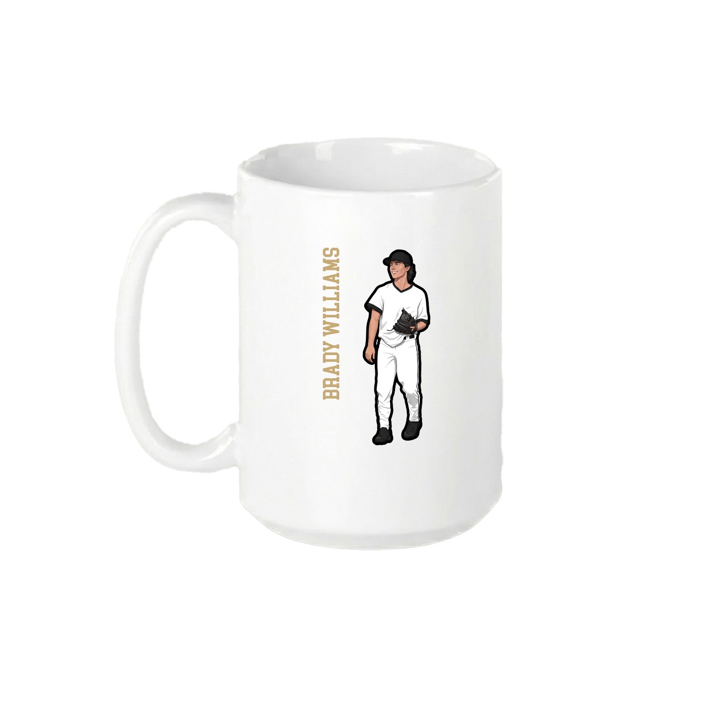 15oz Coffee Mug — Name Vertical in White