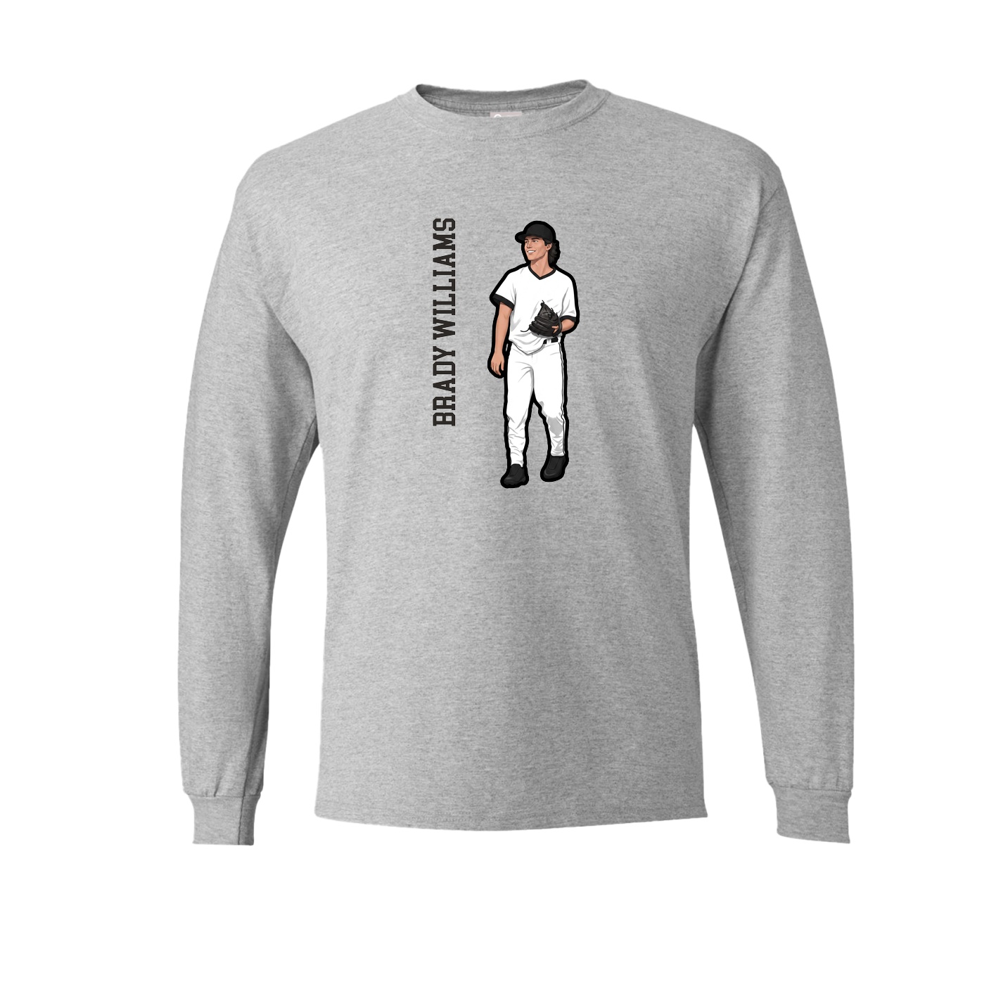 Long Sleeve Tee — Name Vertical in Grey