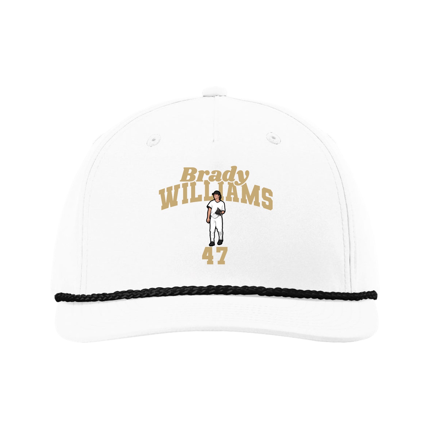 Five-Panel Classic Rope Cap — Signature Arch in White