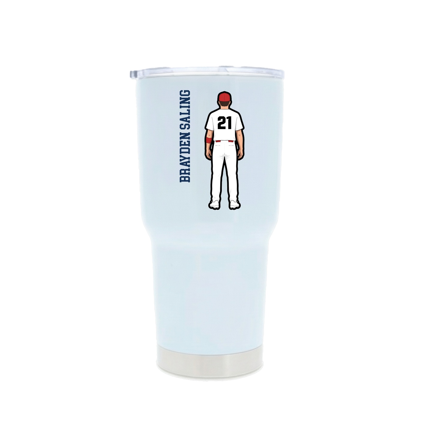 30oz Stainless Steel Tumbler — Name Vertical in White