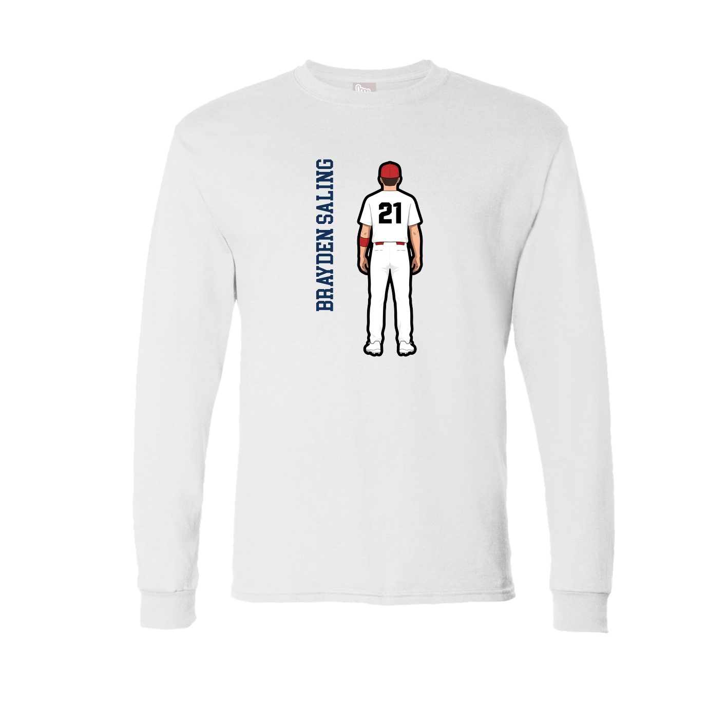 Long Sleeve Tee — Name Vertical in White