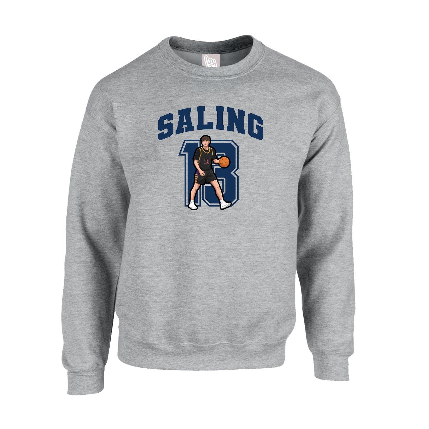 Fleece Crew — Number in Grey