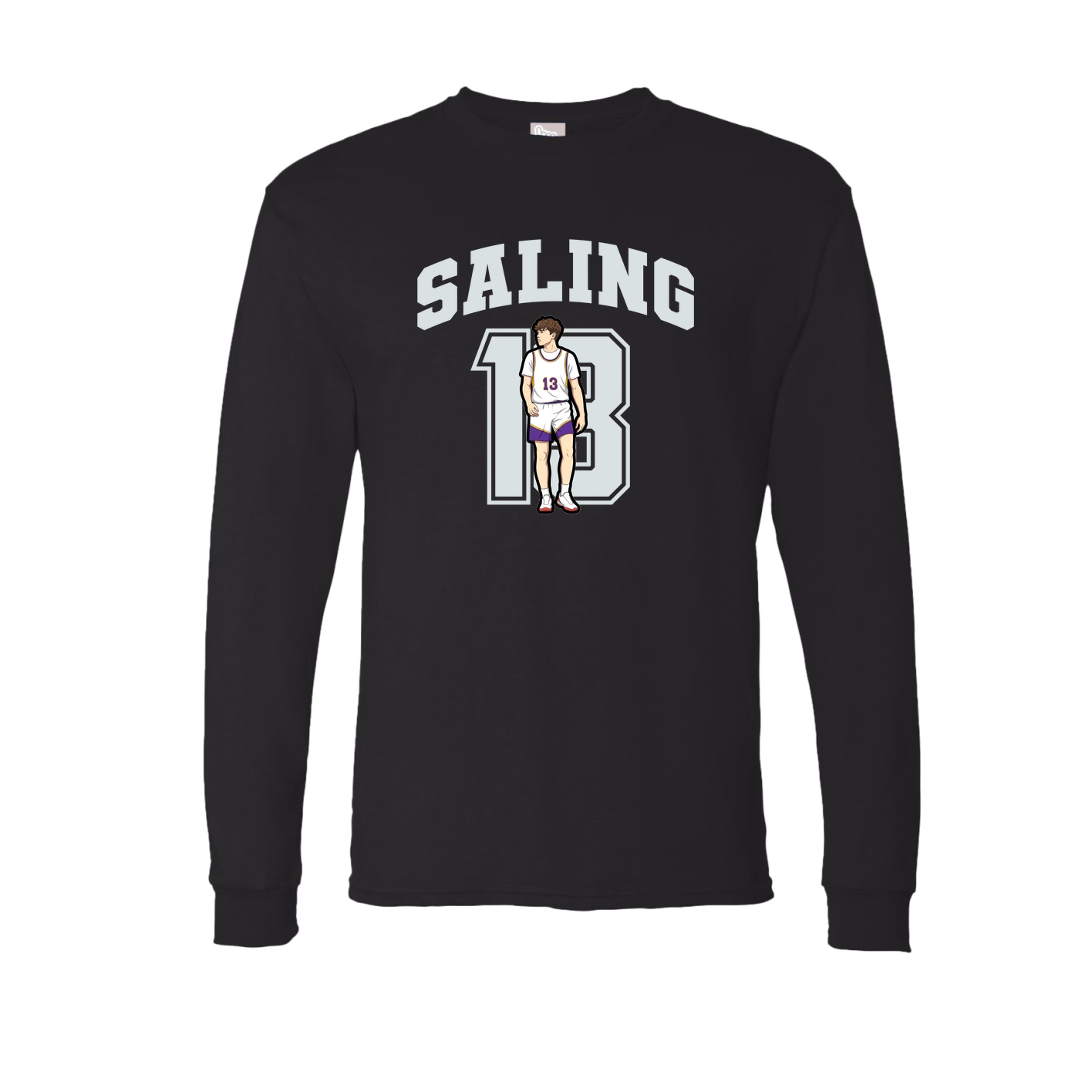 Long Sleeve Tee — Number in Black
