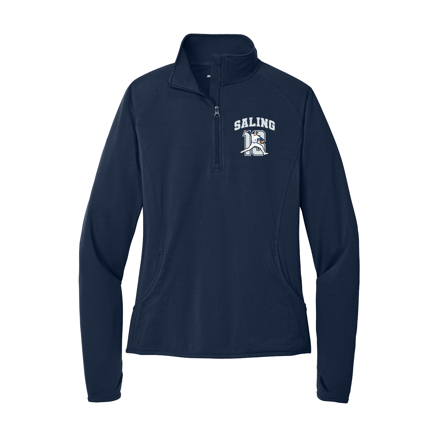 Women's Q-Zip Pullover — Number in Navy