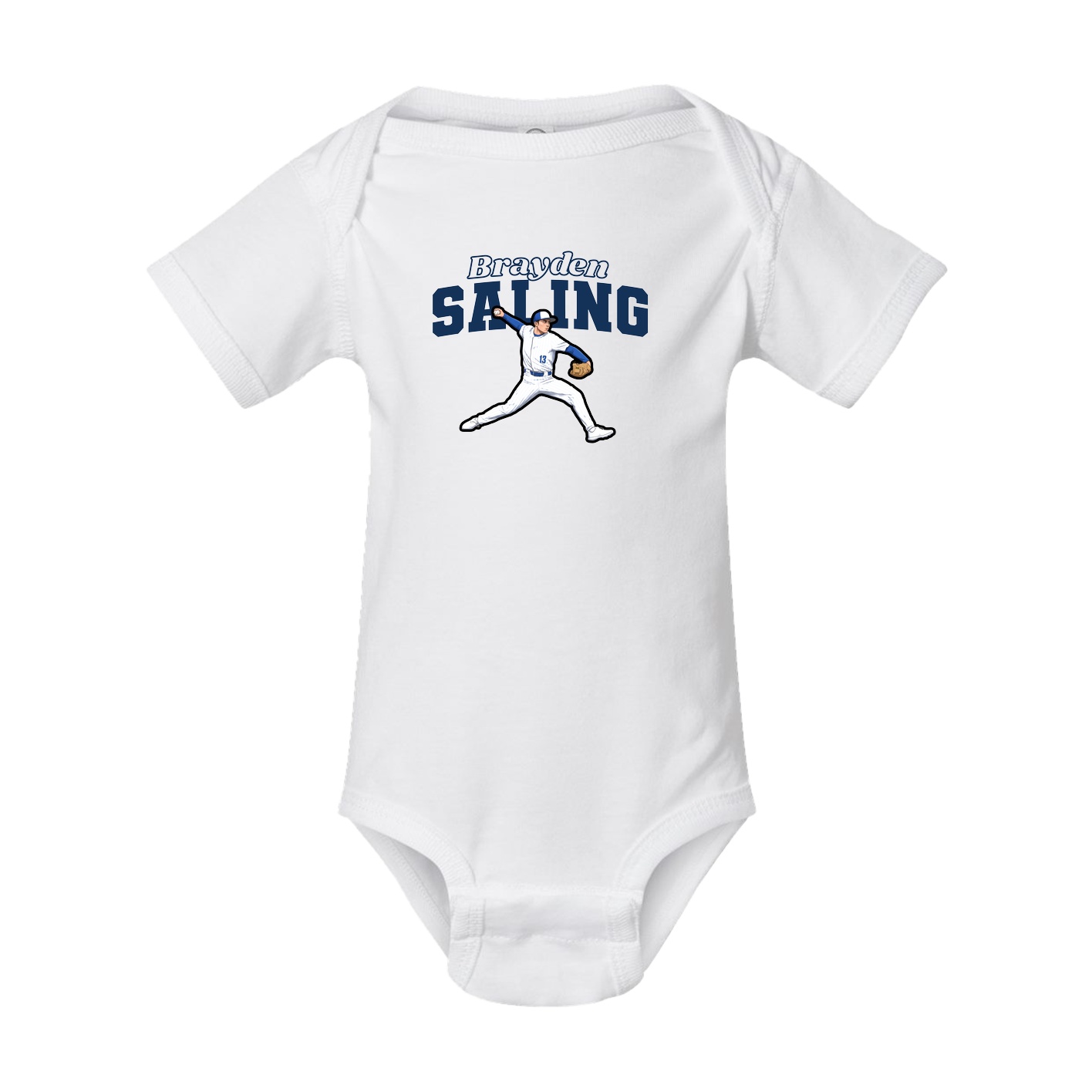 Baby Onesie — Name Arch in White
