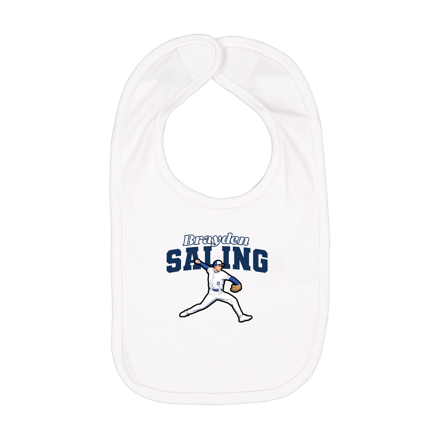 Infant Bib — Name Arch in White