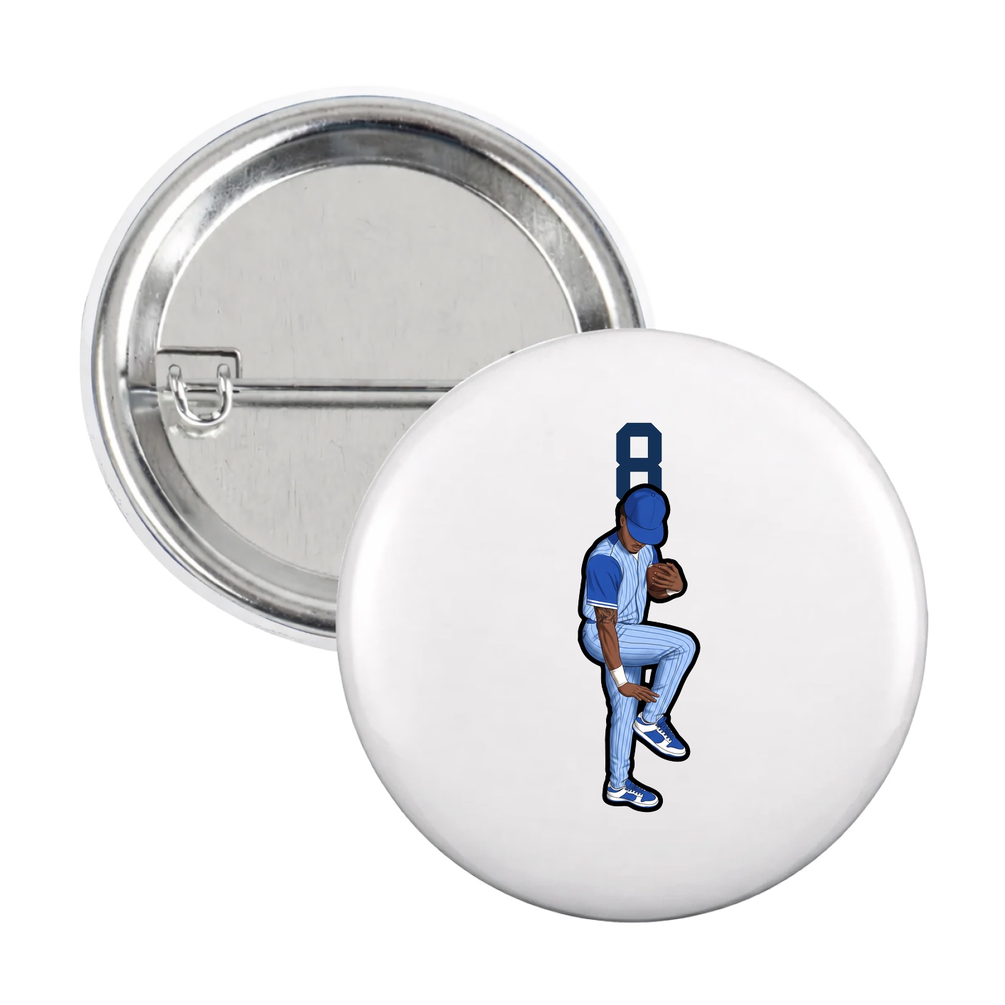 Game Day Button — Number Top in White