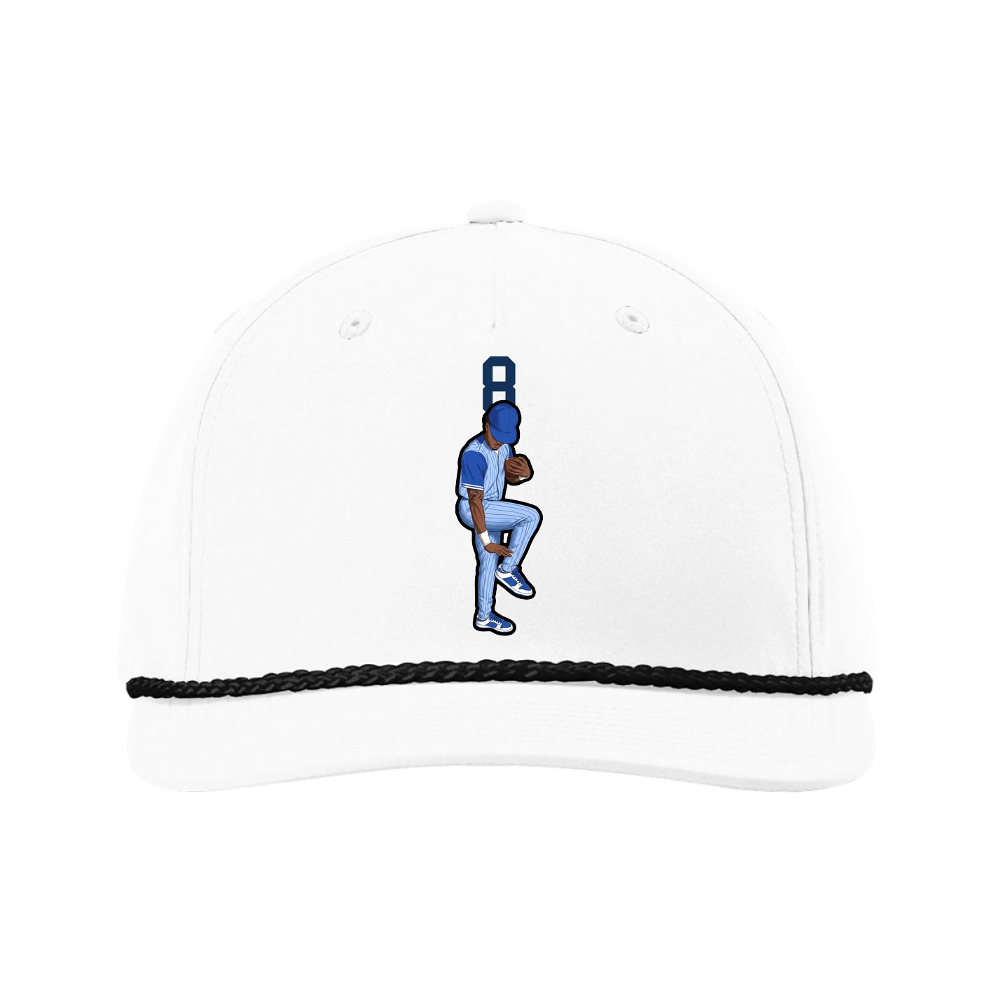 Five-Panel Classic Rope Cap — Number Top in White