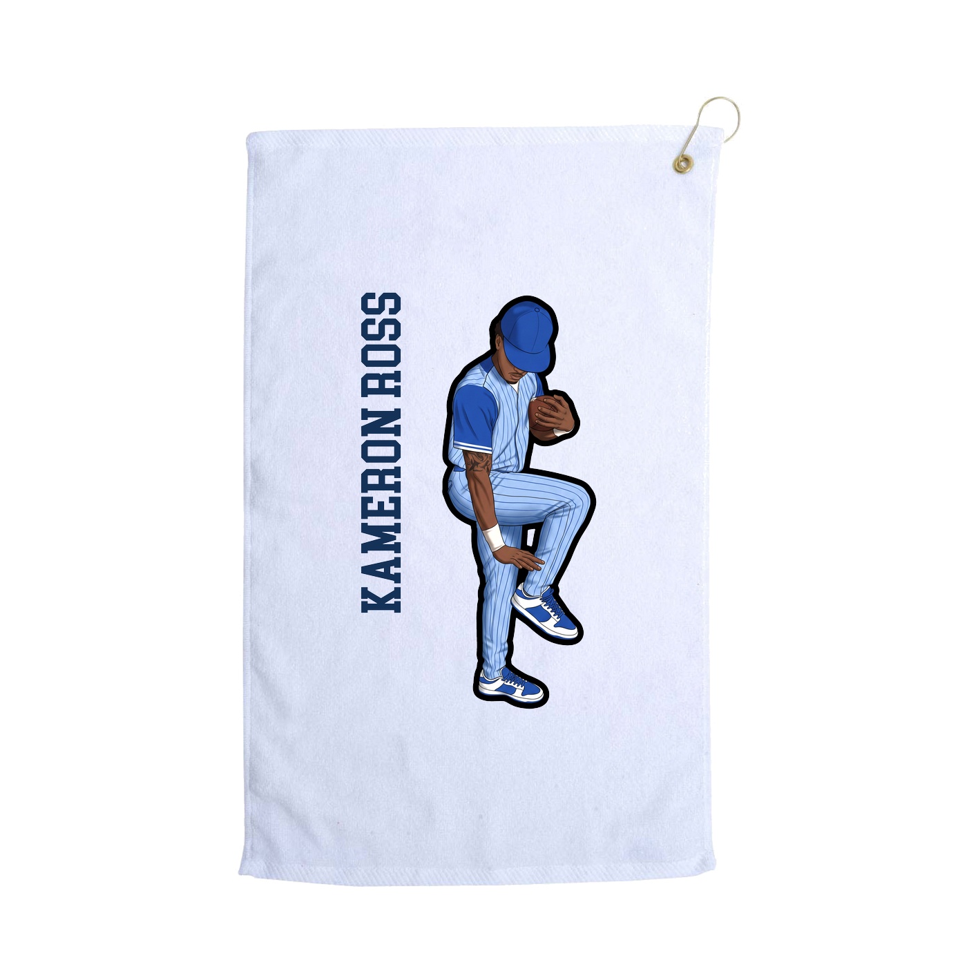 Golf Towel — Name Vertical in White