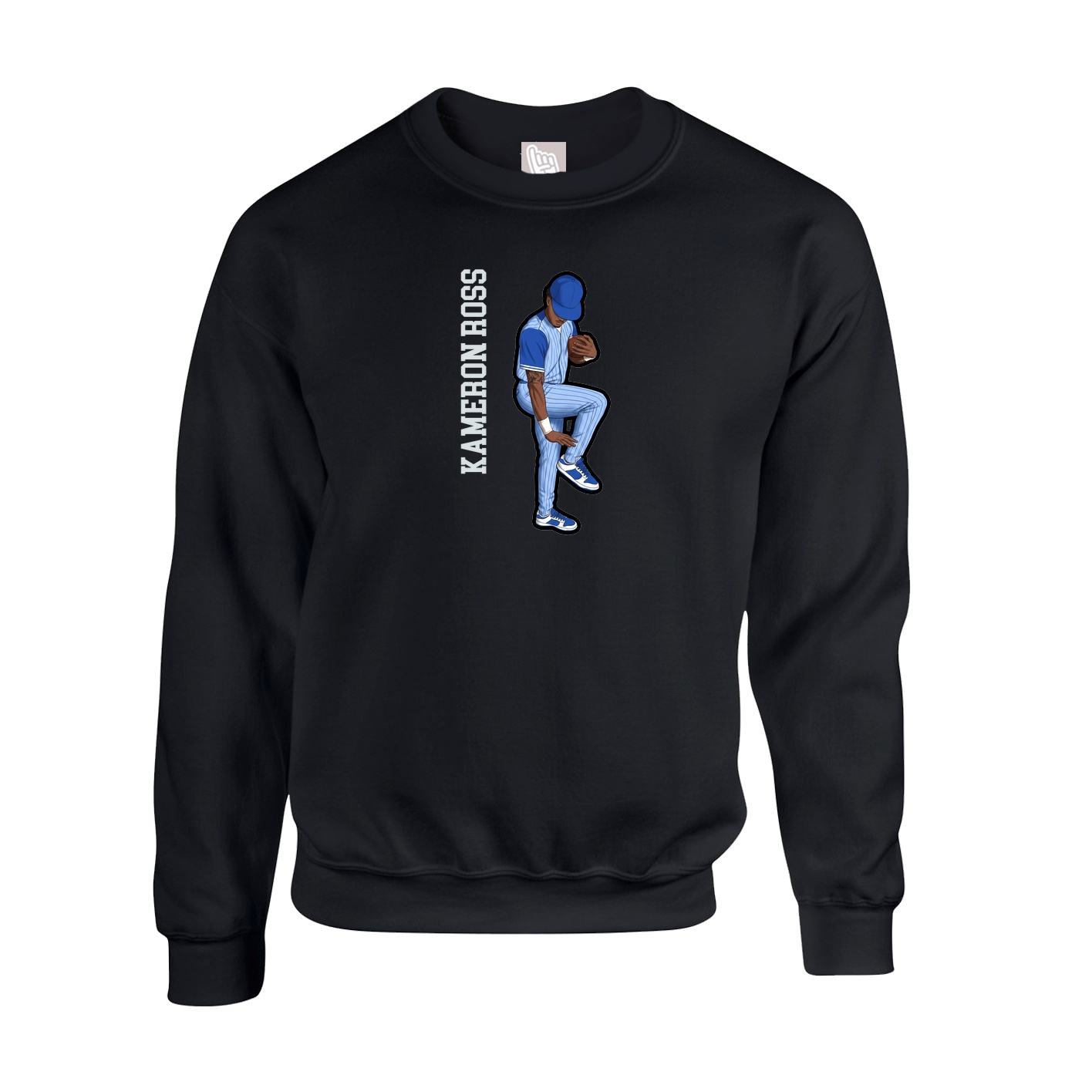 Fleece Crew — Name Vertical in Black