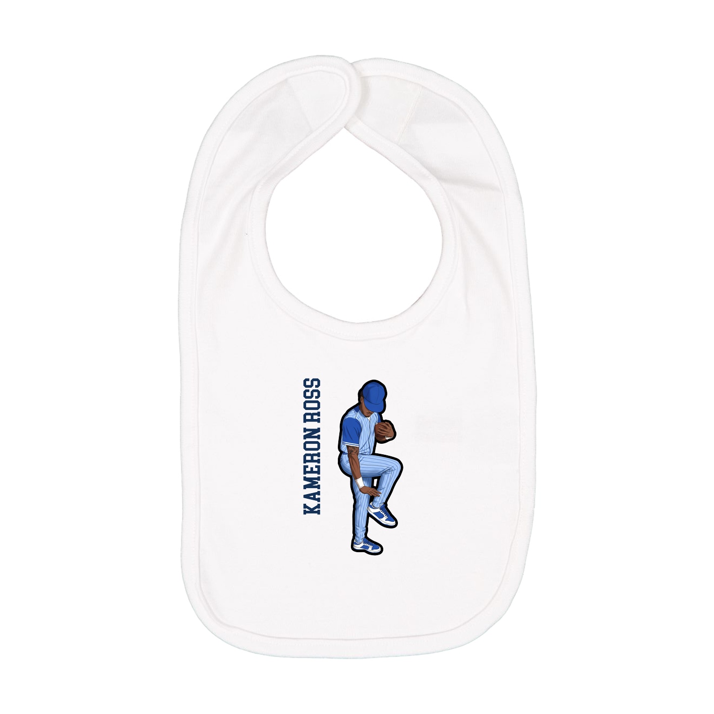Infant Bib — Name Vertical in White