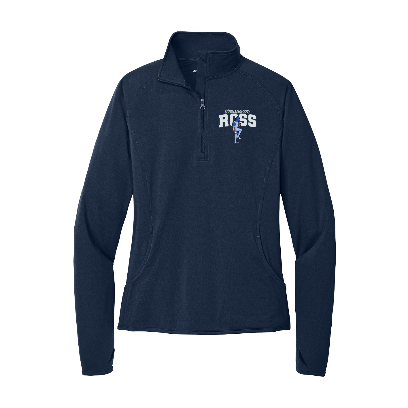 Women's Q-Zip Pullover — Name Arch in Navy