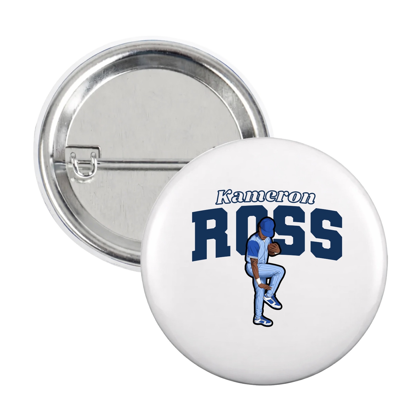 Game Day Button — Name Arch in White