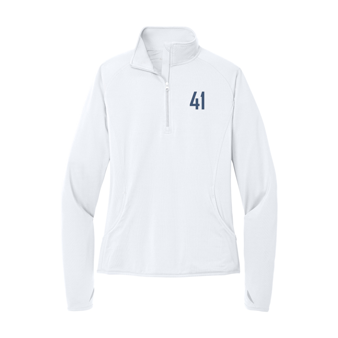 Women's Q-Zip Pullover — Front Shirsy in White