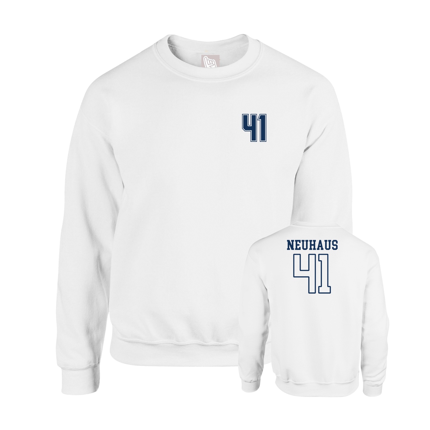 Fleece Crew — Chest Back in White