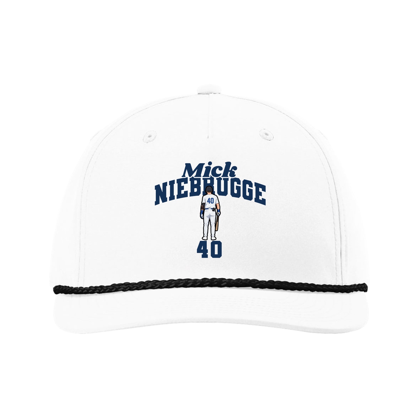 Five-Panel Classic Rope Cap — Signature Arch in White
