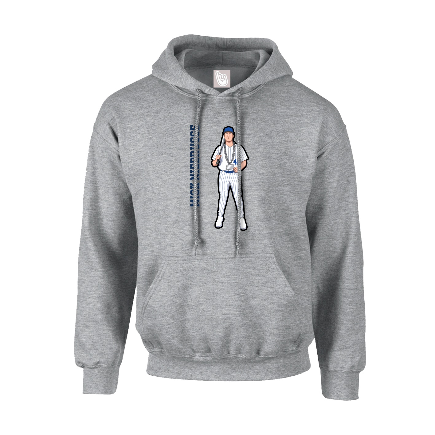 Hoodie — Name Vertical in Grey
