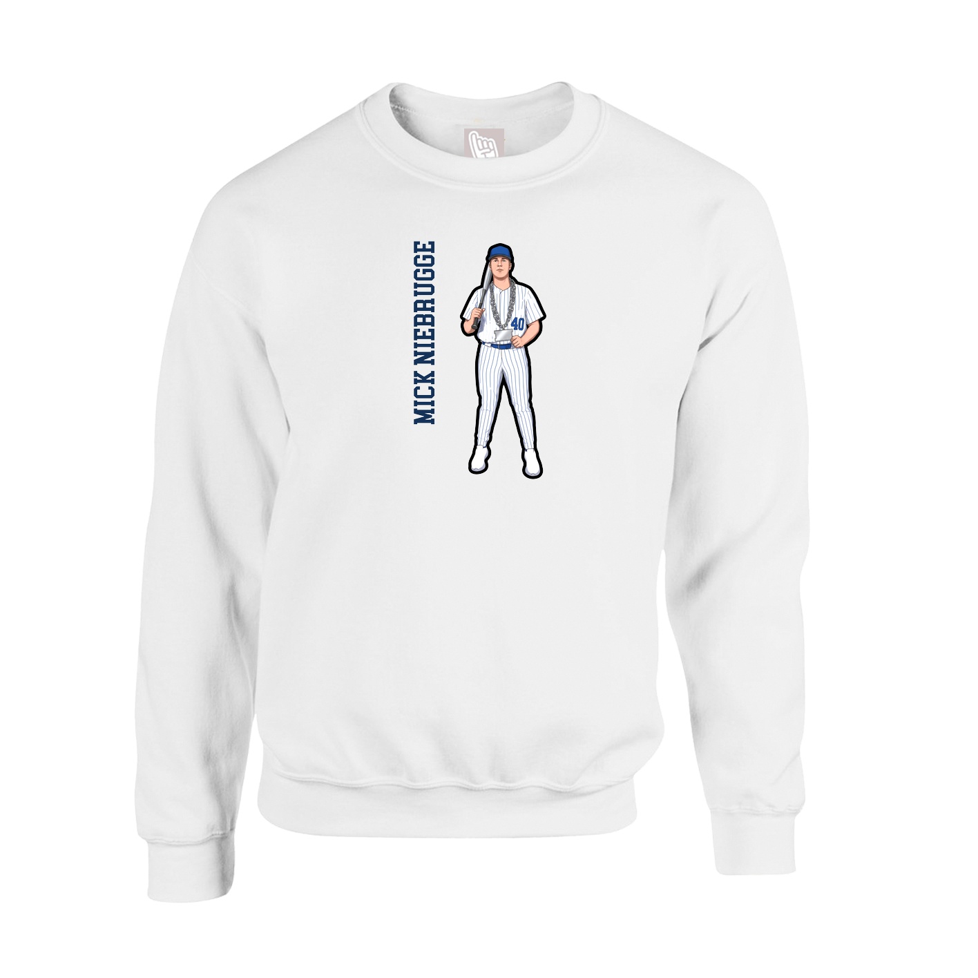Fleece Crew — Name Vertical in White