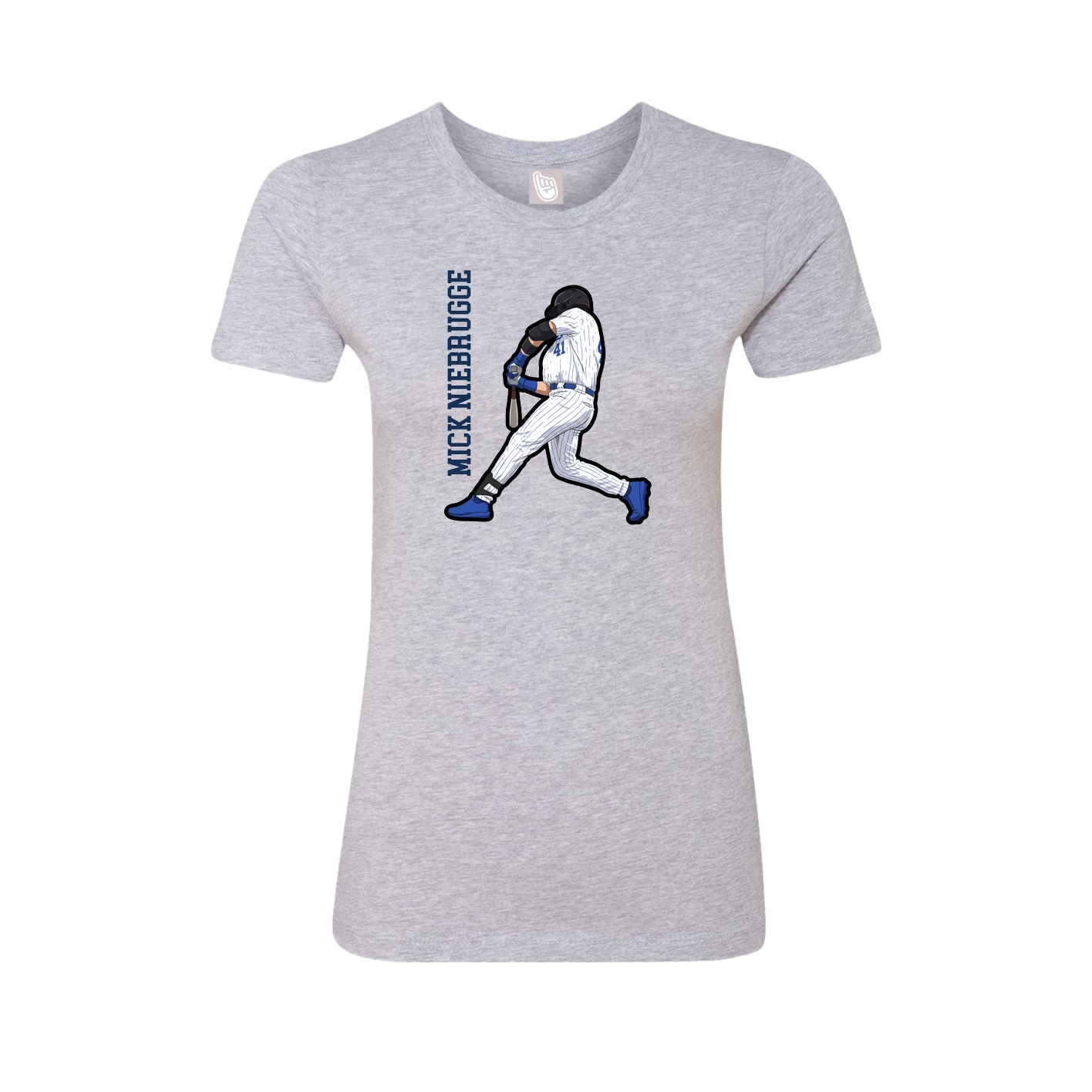 Fitted Women's Tee — Name Vertical in Grey