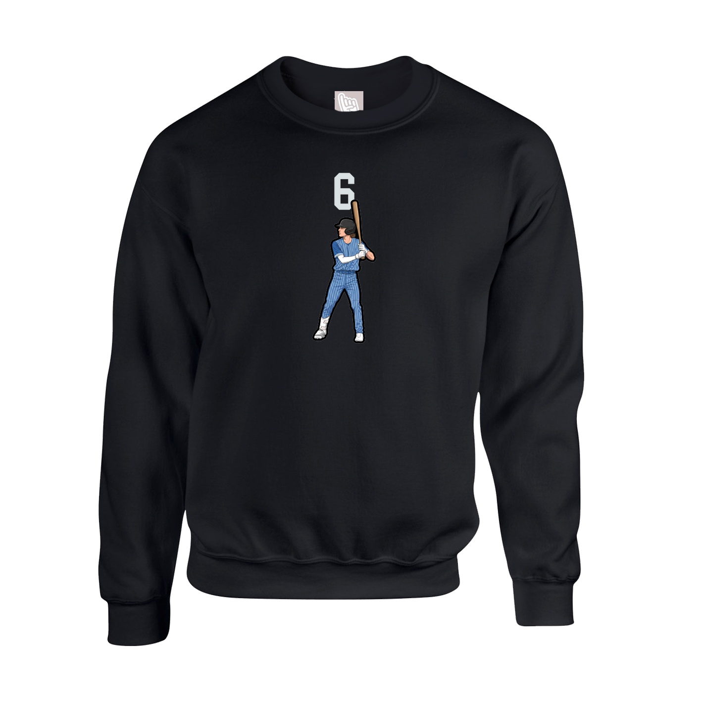 Fleece Crew — Number Top in Black
