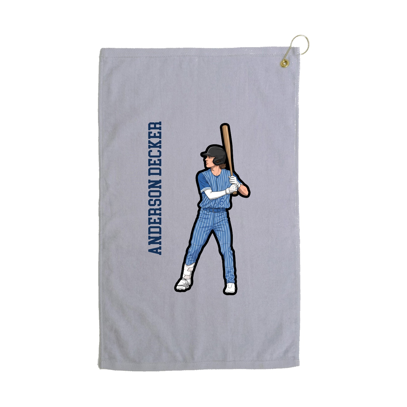 Golf Towel — Name Vertical in Grey