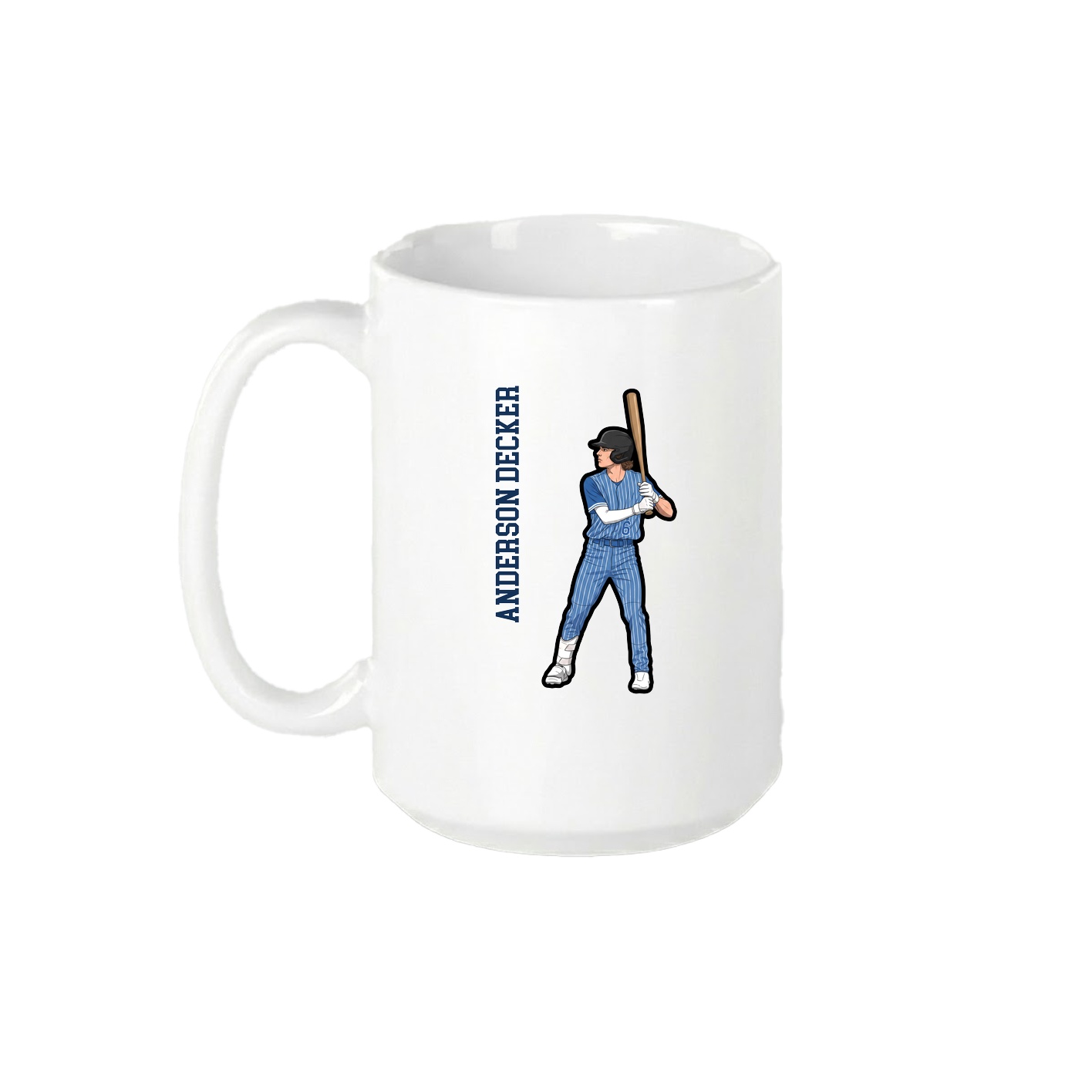 15oz Coffee Mug — Name Vertical in White