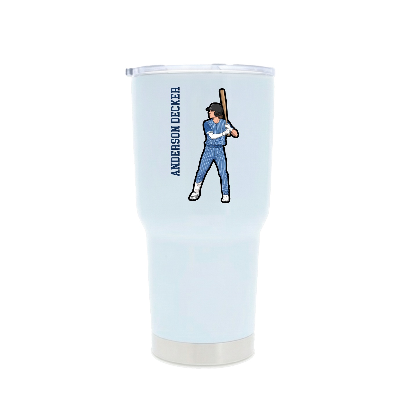 30oz Stainless Steel Tumbler — Name Vertical in White