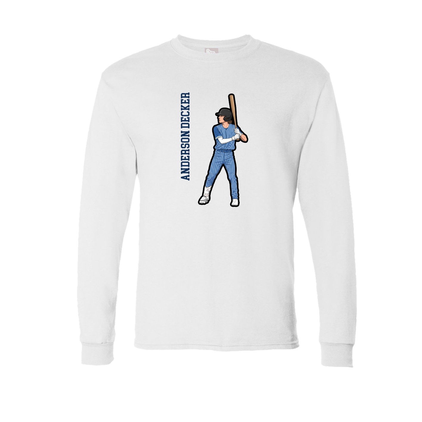 Long Sleeve Tee — Name Vertical in White