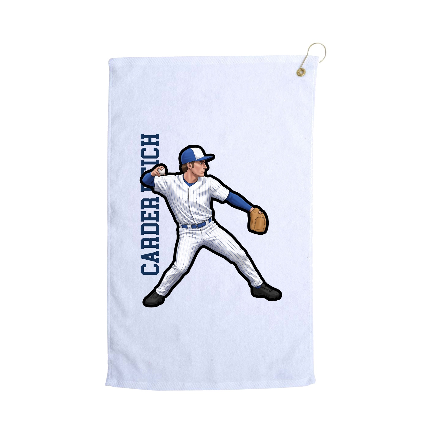 Golf Towel — Name Vertical in White