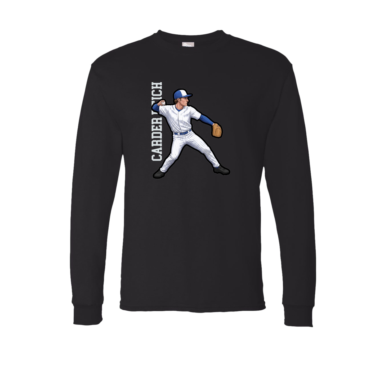Long Sleeve Tee — Name Vertical in Black
