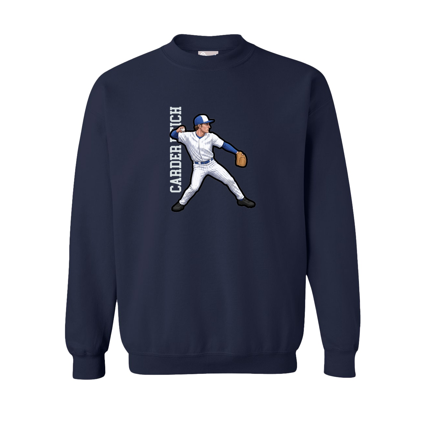 Fleece Crew — Name Vertical in Navy