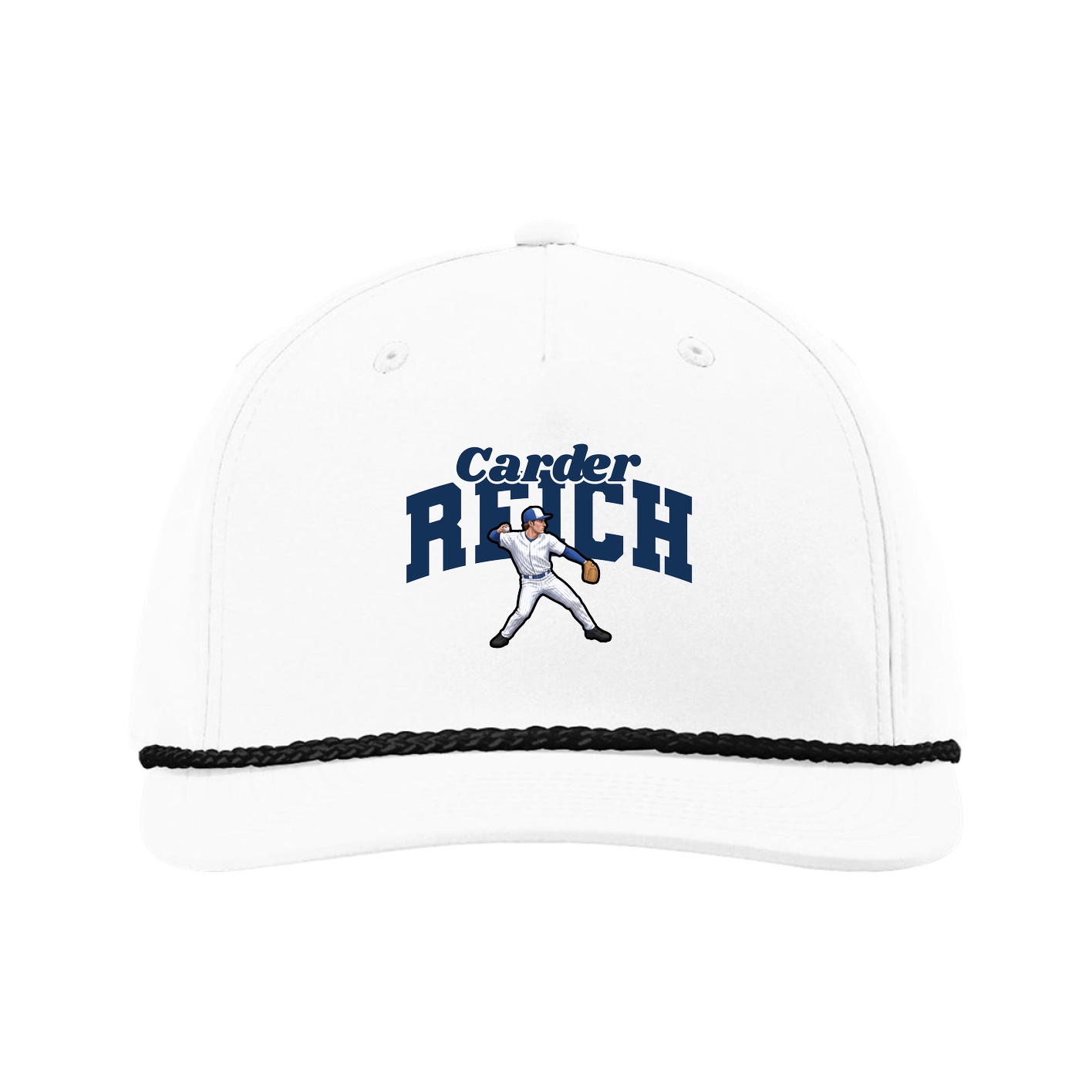 Five-Panel Classic Rope Cap — Signature Arch in White