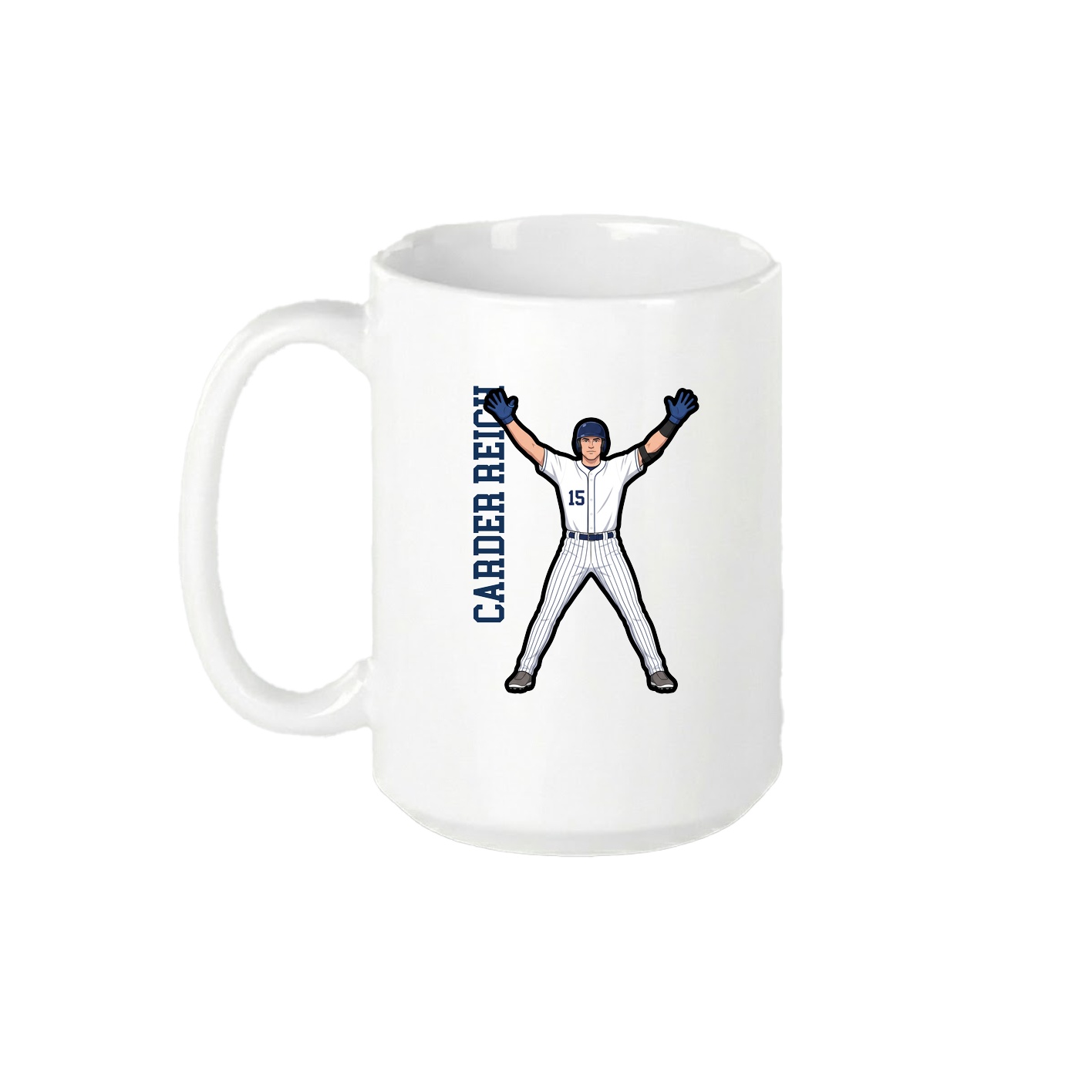 15oz Coffee Mug — Name Vertical in White