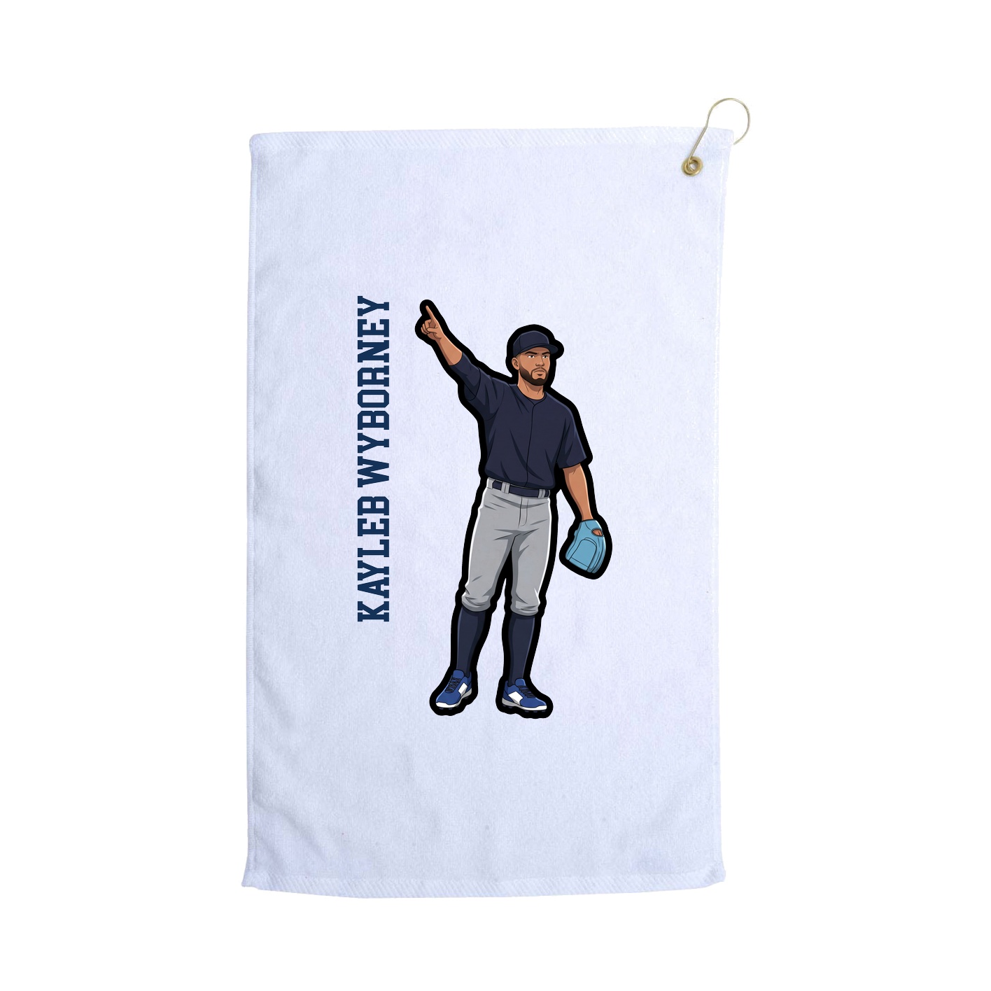 Golf Towel — Name Vertical in White
