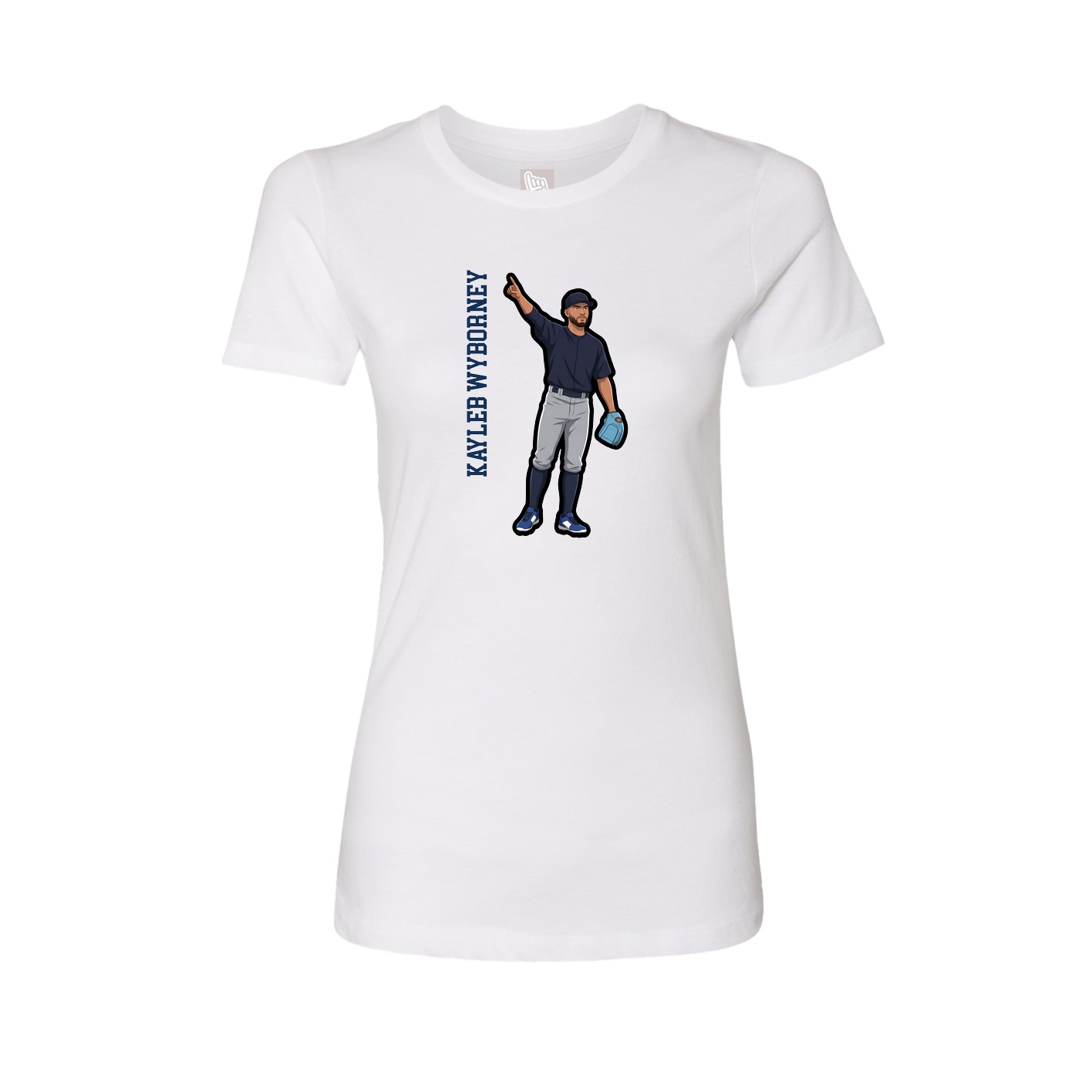 Fitted Women's Tee — Name Vertical in White