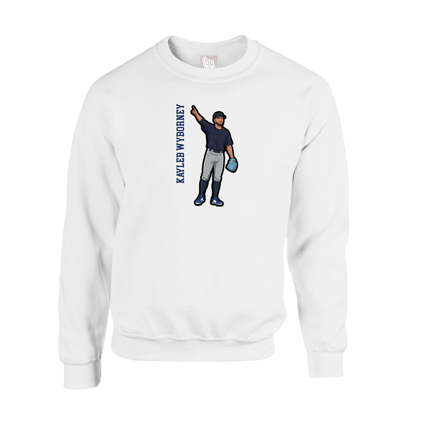 Fleece Crew — Name Vertical in White