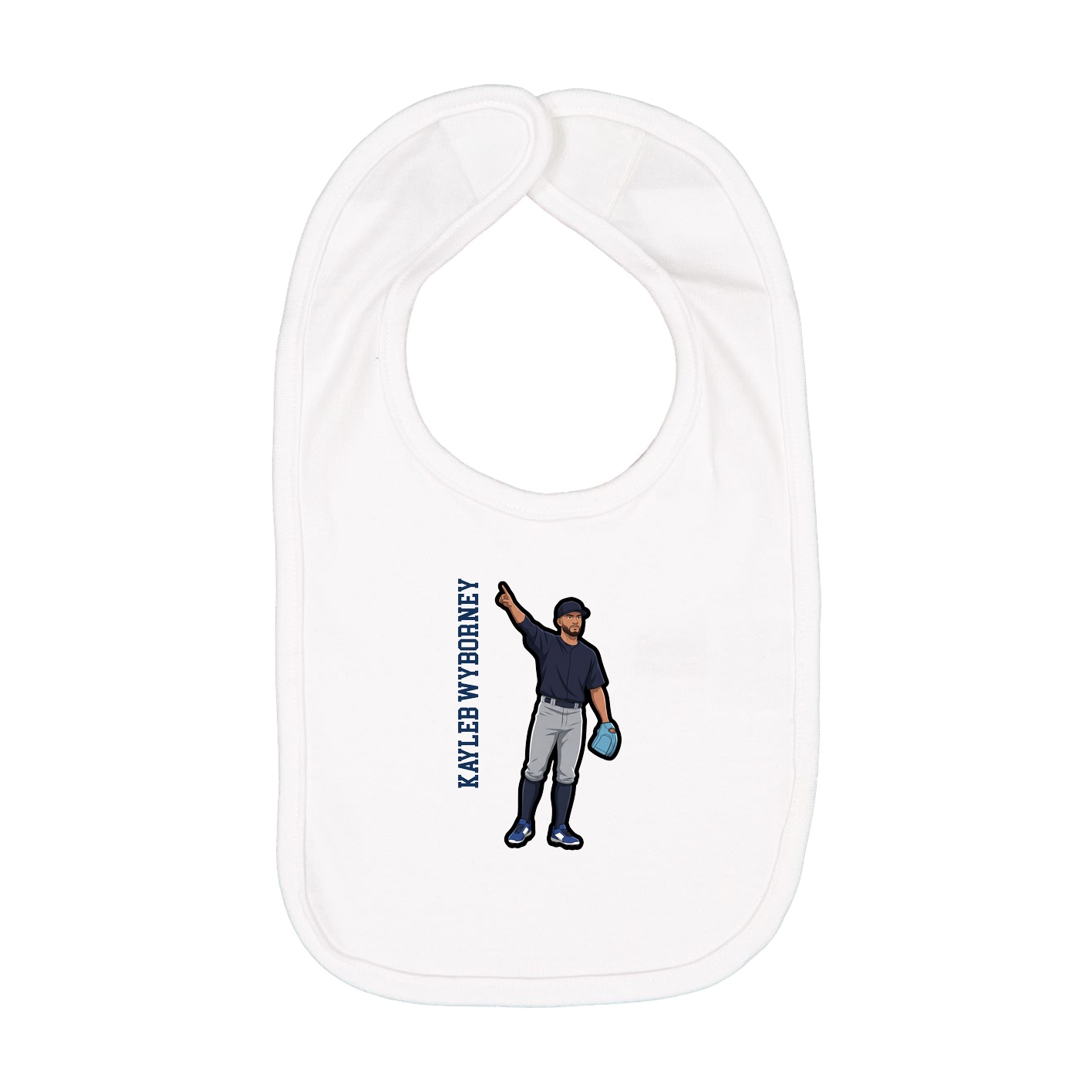 Infant Bib — Name Vertical in White