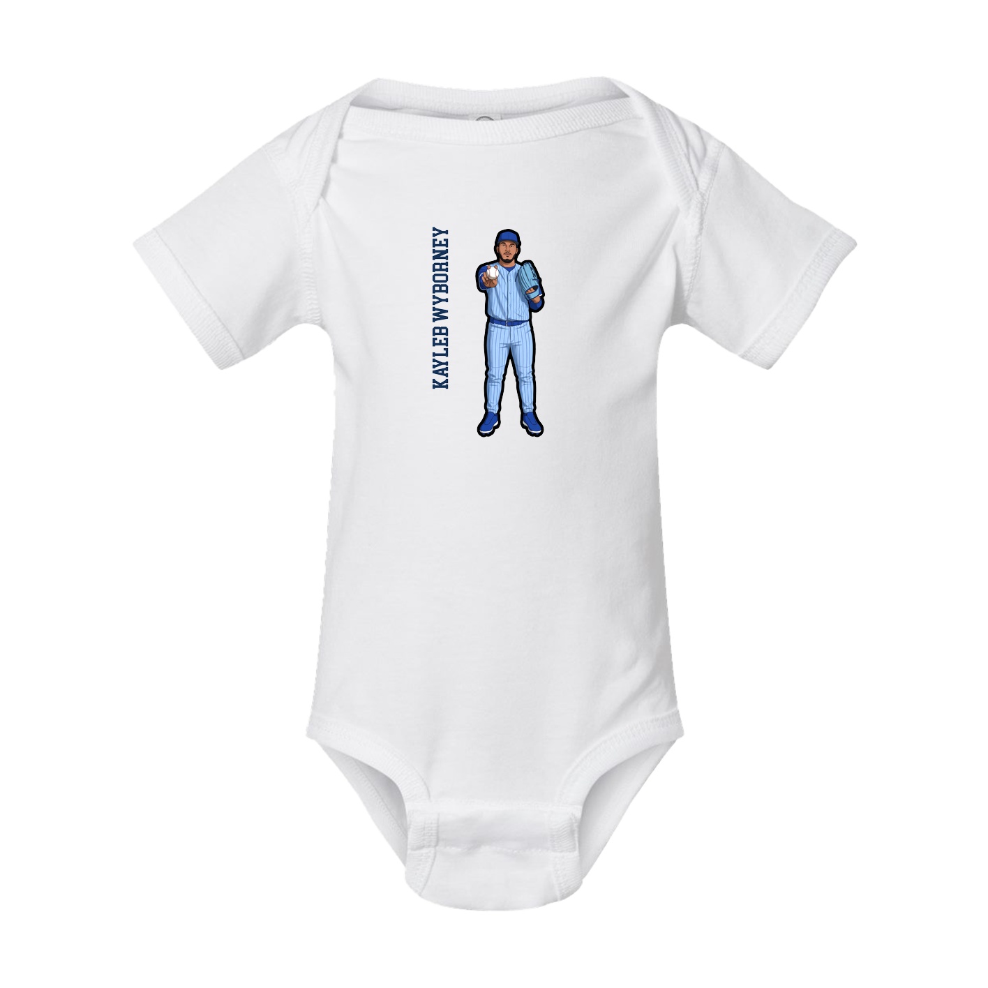 Baby Onesie — Name Vertical in White