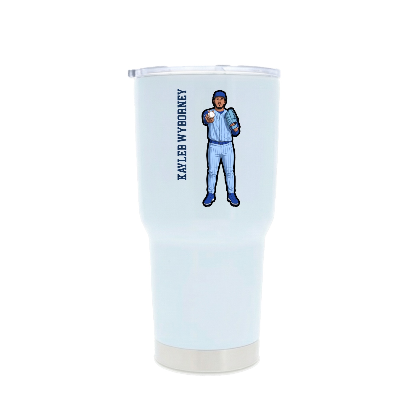 30oz Stainless Steel Tumbler — Name Vertical in White