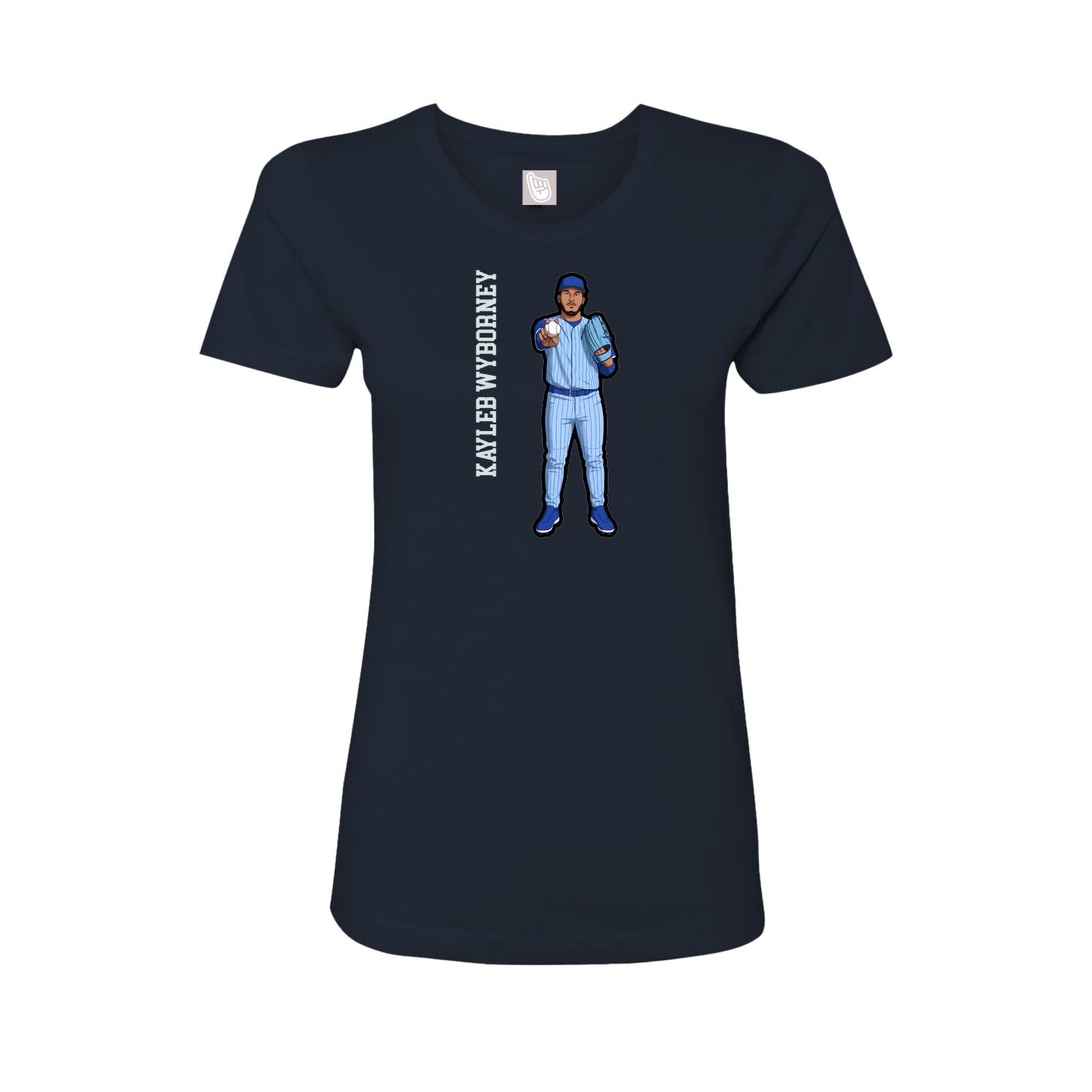 Fitted Women's Tee — Name Vertical in Navy