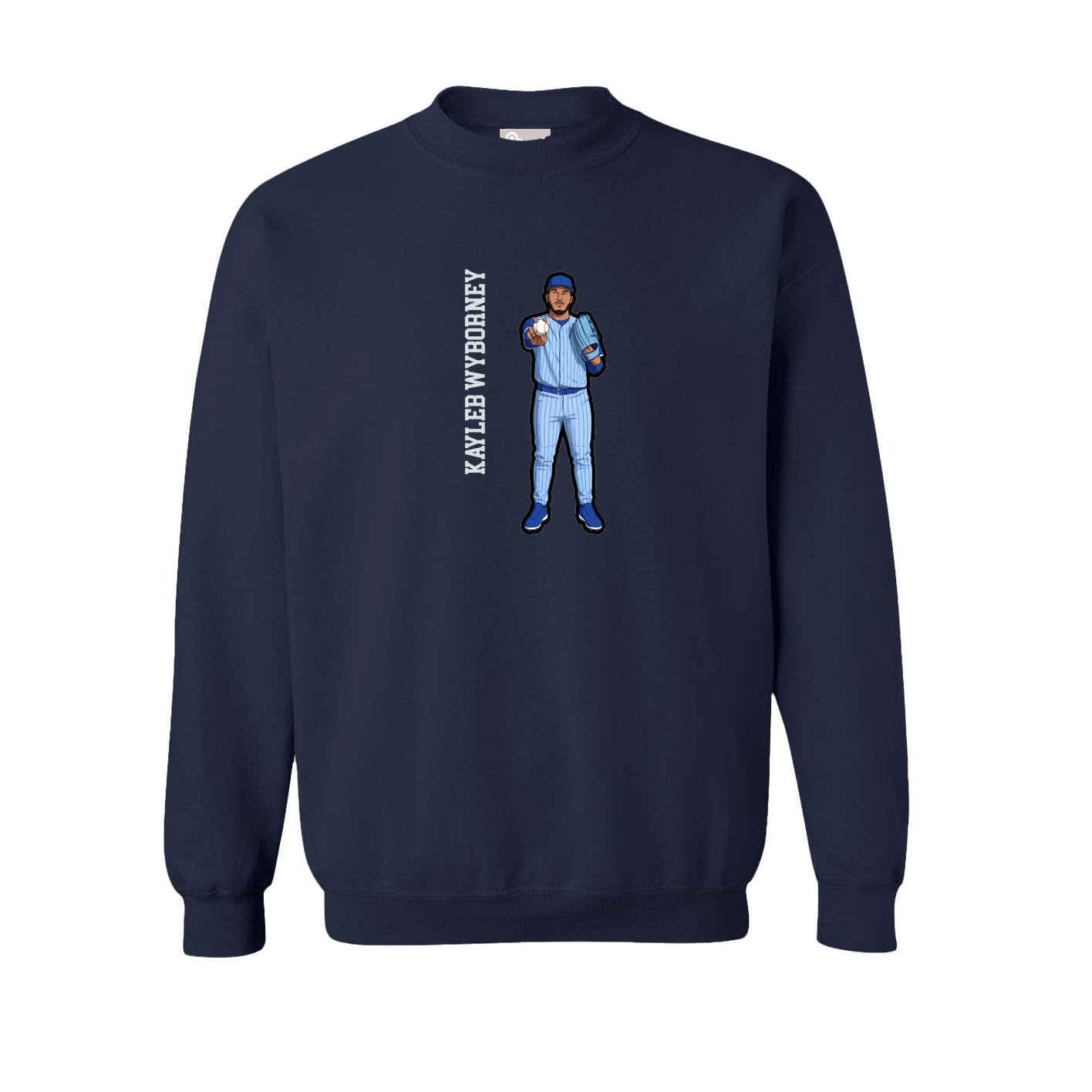 Fleece Crew — Name Vertical in Navy